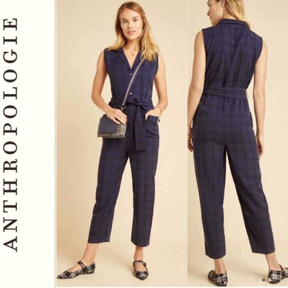 Anthropologie Brielle Plaid Jumpsuit